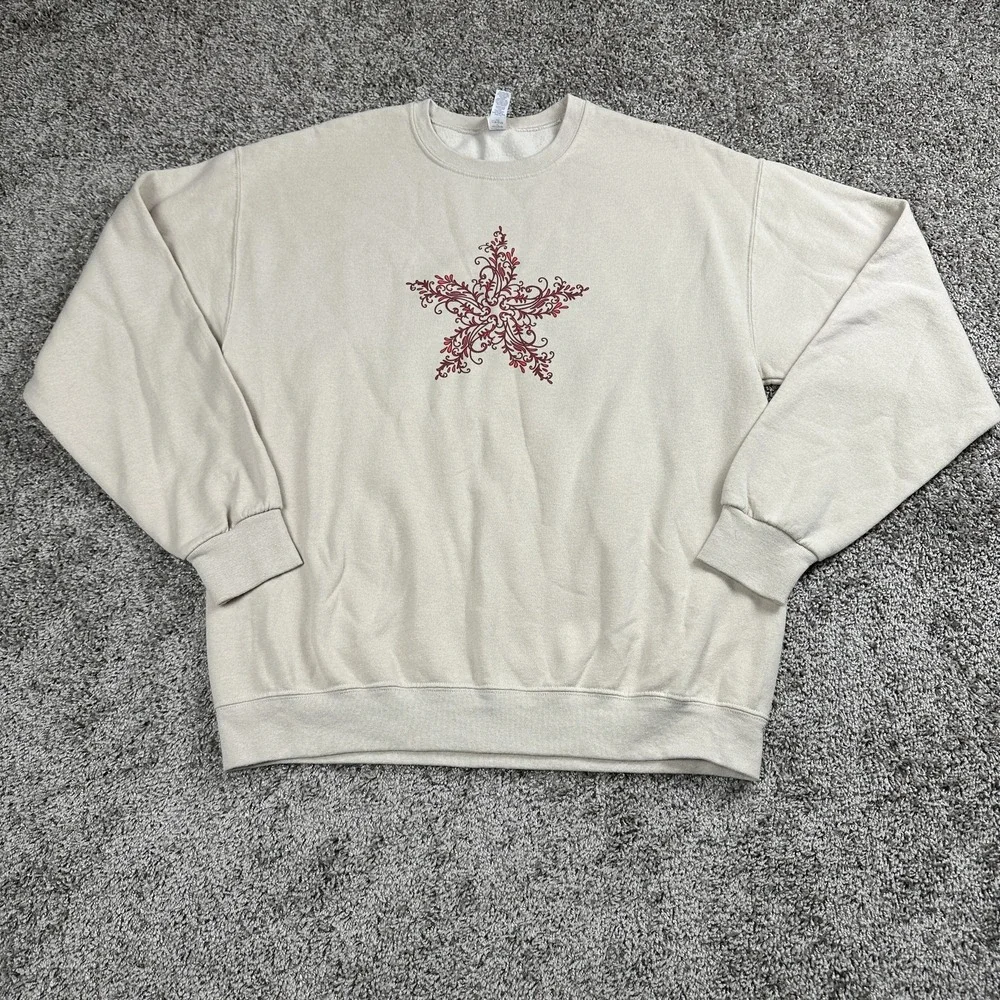 Vintage‎ Sweatshirt Womans Large Snowflake Christmas Y2K Grandmacore Cottagecore